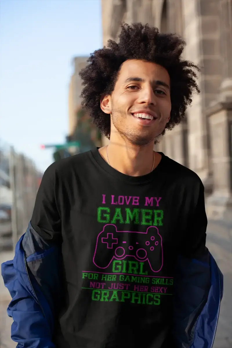 Ultrabasic Men's Graphic I Love My Gamer Girl - Funny Gaming Apparel For Men 1