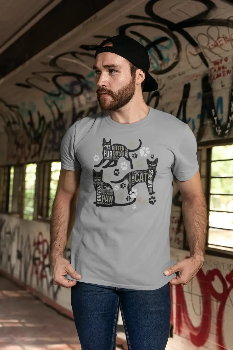 Ultrabasic Men's Graphic T-Shirt 3 Cats Paw - Funny Kitten Shirt For Men 1