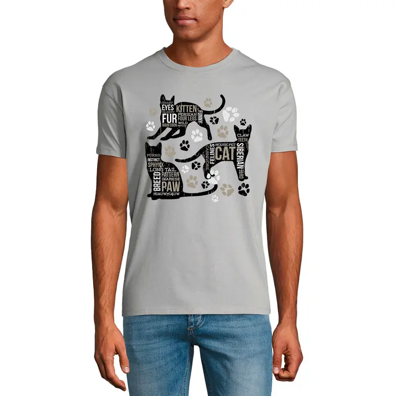 Ultrabasic Men's Graphic T-Shirt 3 Cats Paw - Funny Kitten Shirt For Men 2