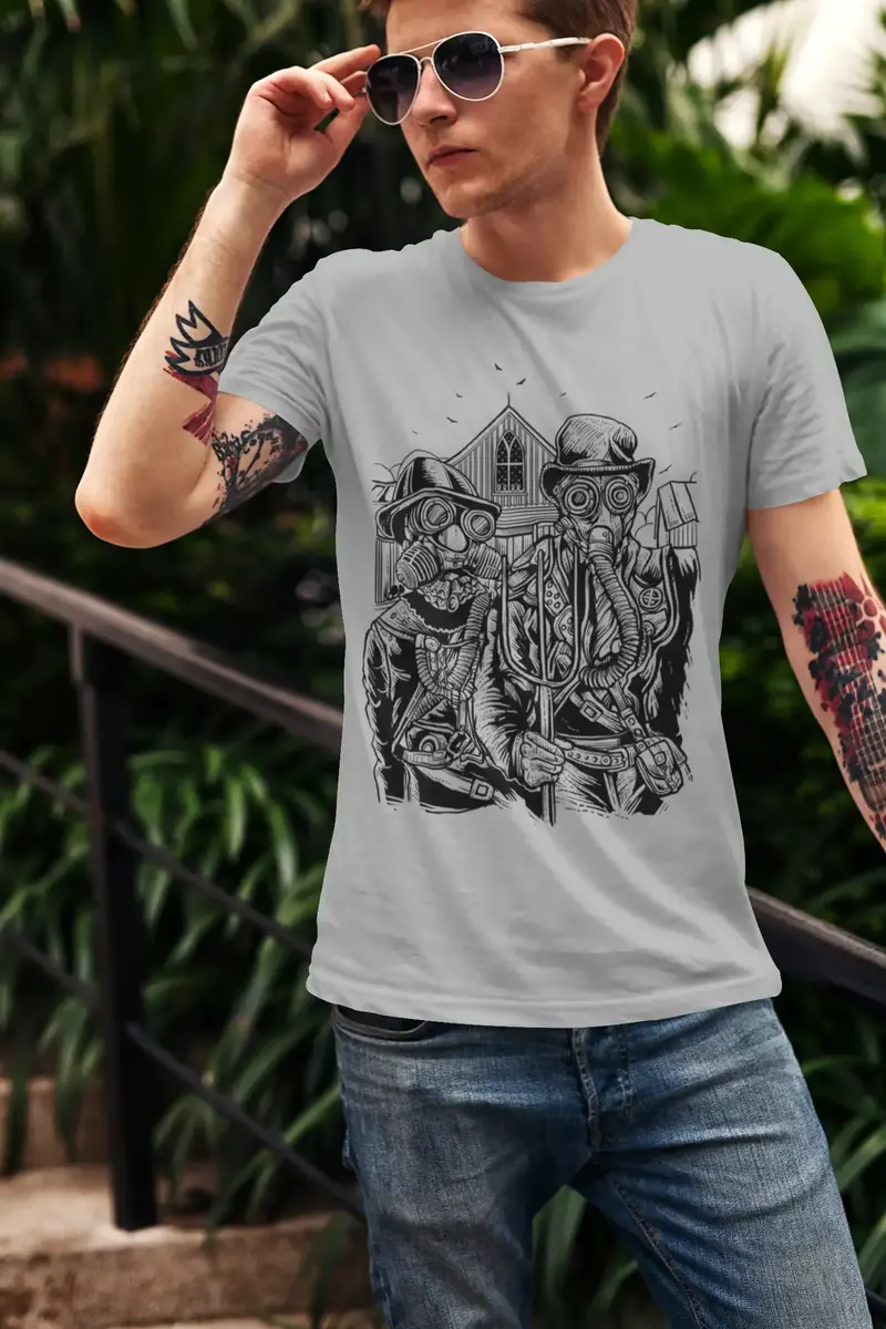 Ultrabasic Men's Graphic T-Shirt American Steampunk - Scary Horror Shirt For Men 1