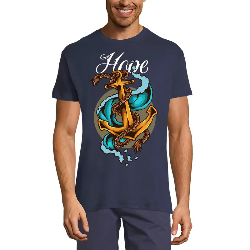 Ultrabasic Men's Graphic T-Shirt Anchor Tattoo Hope - Funny Shirt For Sailor 1