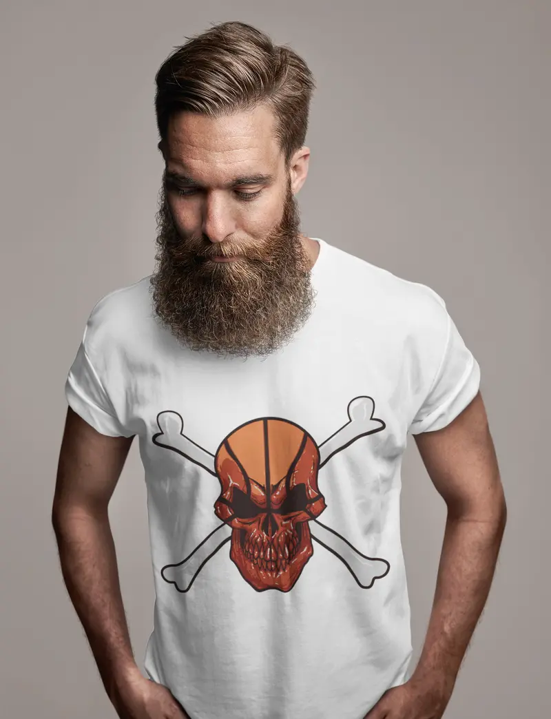 Ultrabasic Men's Graphic T-Shirt - Angry Skull With Crossbones Shirt For Men 1