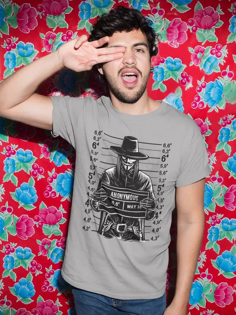 Ultrabasic Men's Graphic T-Shirt Anonymous Mugshot - Funny Shirt For Men 1