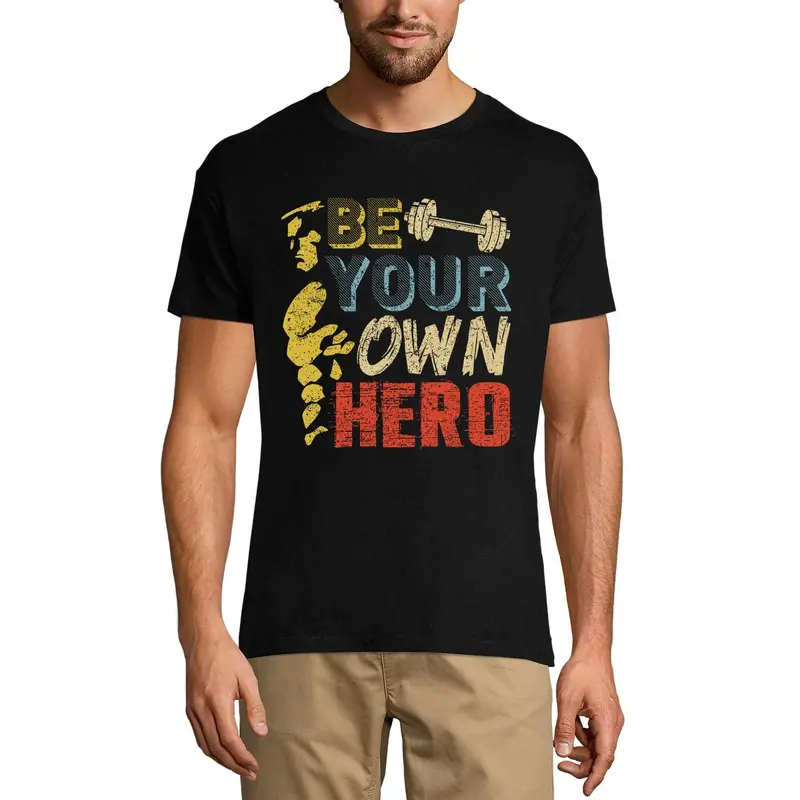 Ultrabasic Men's Graphic T-Shirt Be Your Own Hero - Motivational Funny Gym Shirt 1