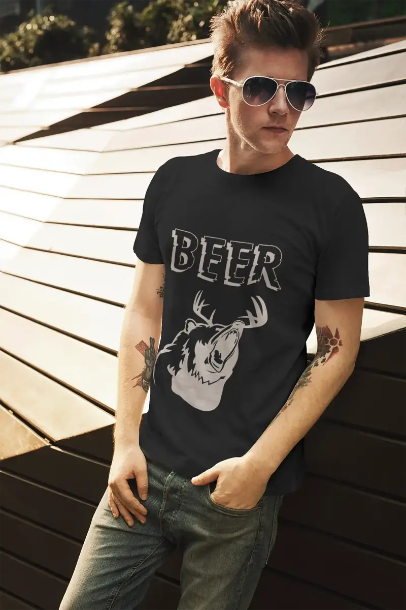 Ultrabasic Men's Graphic T-Shirt Beer Bear - Funny Sarcasm Humor Tee Shirt 1