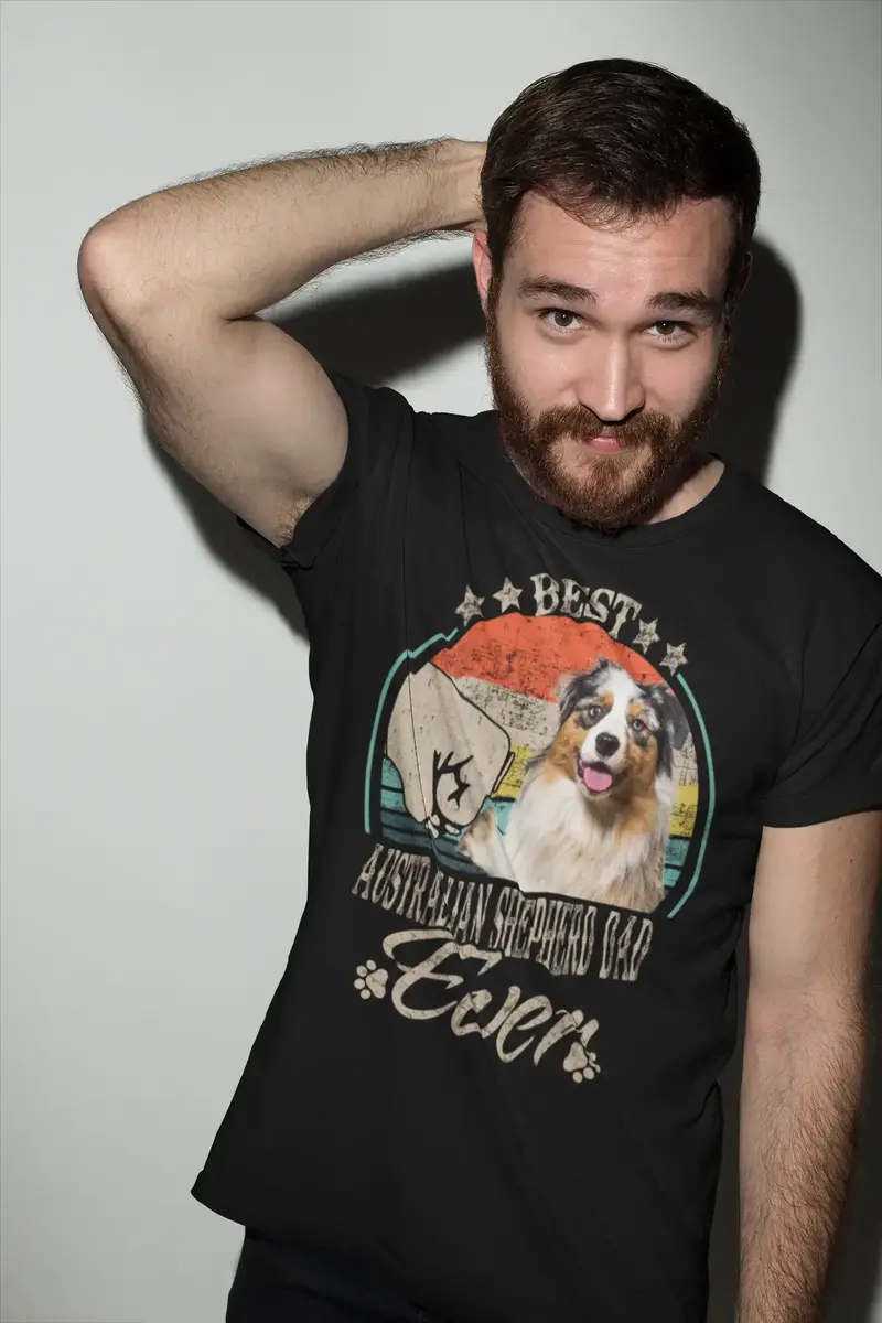 Ultrabasic Men's Graphic T-Shirt Best Australian Shephard Dad Ever - Dog Fist Shirt 1