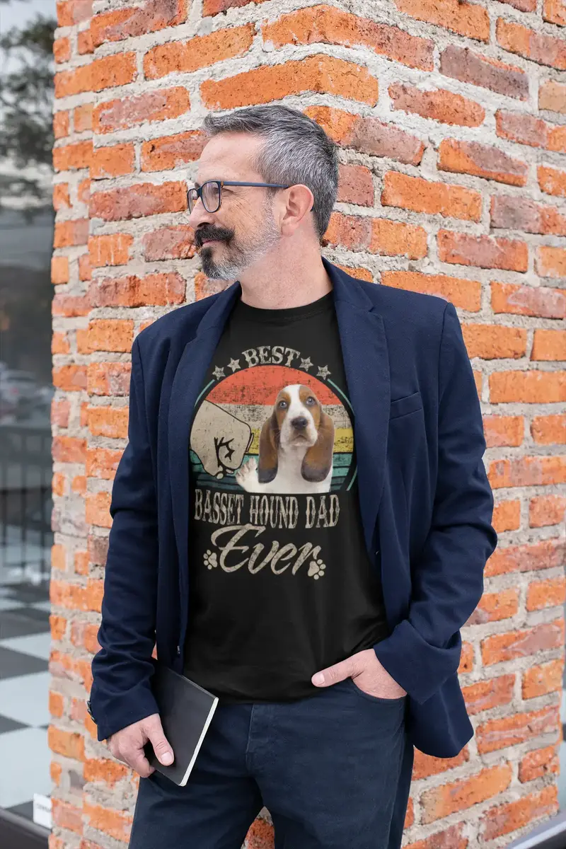 Ultrabasic Men's Graphic T-Shirt Best Basset Hound Dad Ever - Dog Fist Shirt 1