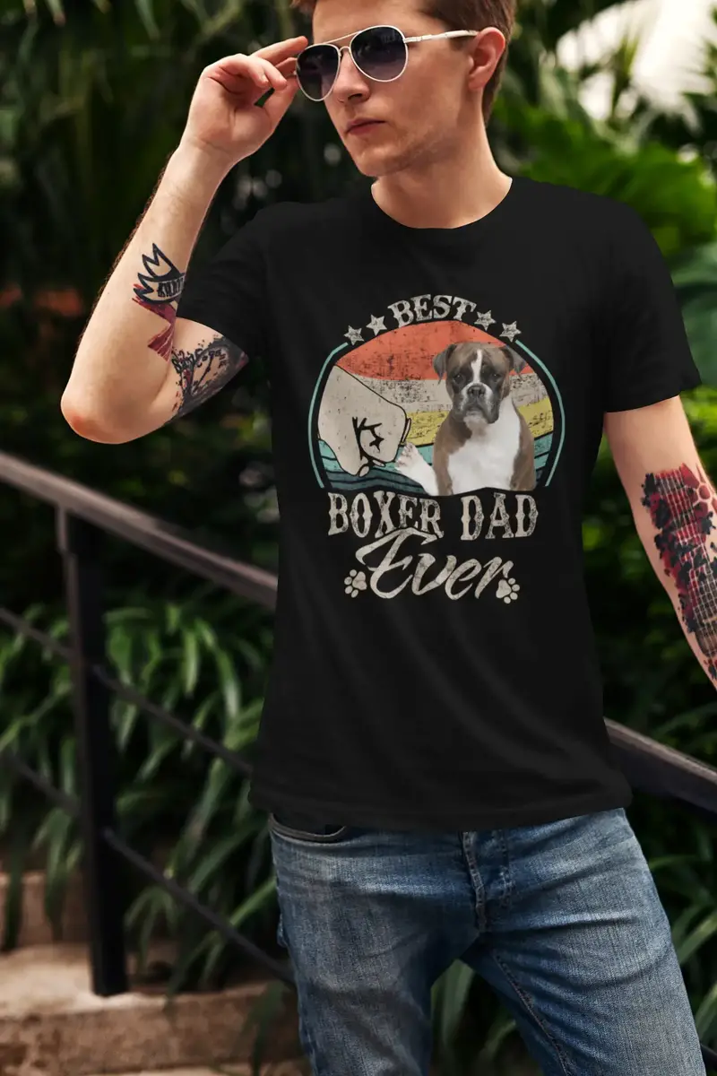 Ultrabasic Men's Graphic T-Shirt Best Boxer Dad Ever - Dog Fist Shirt 1