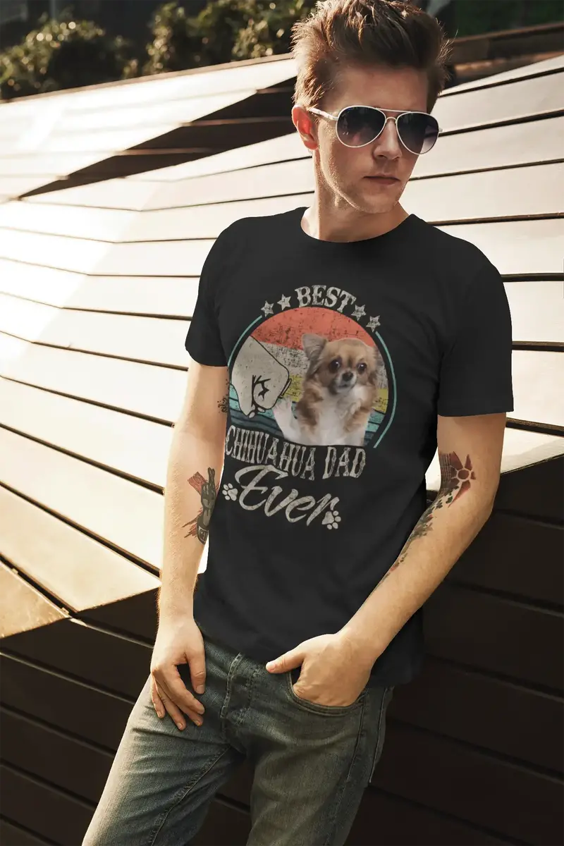 Ultrabasic Men's Graphic T-Shirt Best Chihuahua Dad Ever - Dog Fist Shirt 1