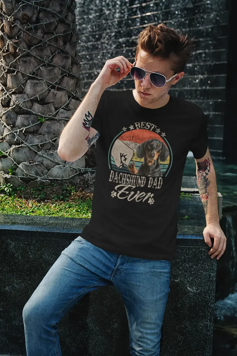 Ultrabasic Men's Graphic T-Shirt Best Dachshund Dad Ever - Dog Fist Shirt 1