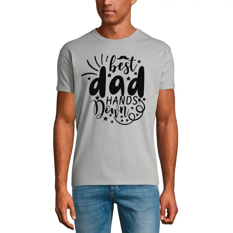 Ultrabasic Men's Graphic T-Shirt Best Dad Hands Down - Funny Daddy's Shirt 1