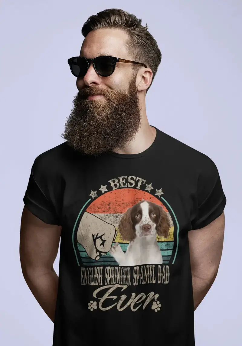 Ultrabasic Men's Graphic T-Shirt Best English Springer Spaniel Dad Ever - Dog Fist Shirt 1