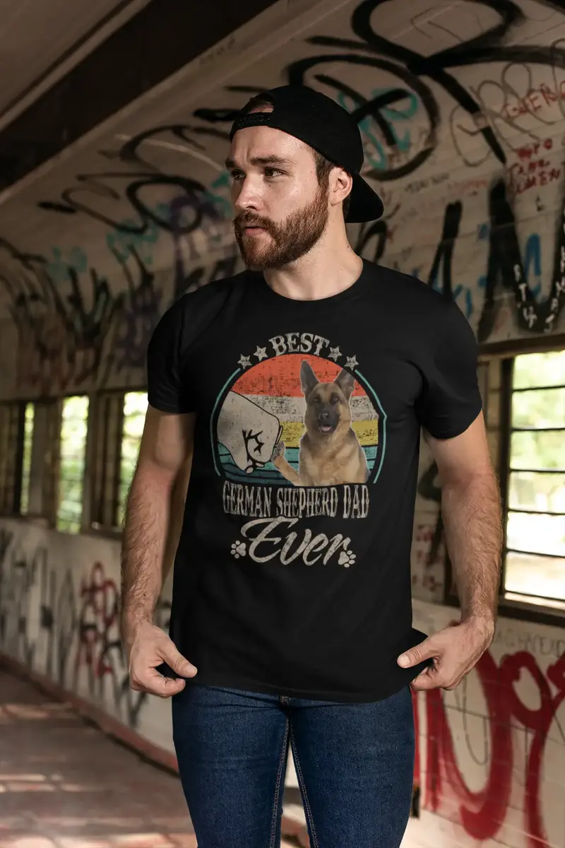 Ultrabasic Men's Graphic T-Shirt Best German Shepherd Dad Ever - Dog Fist Shirt 1