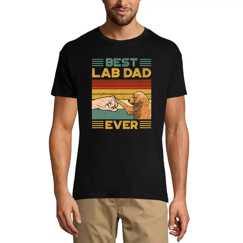 Ultrabasic Men's Graphic T-Shirt Best Lab Dad Ever - Labrador Fist Bump - Vintage Shirt 2