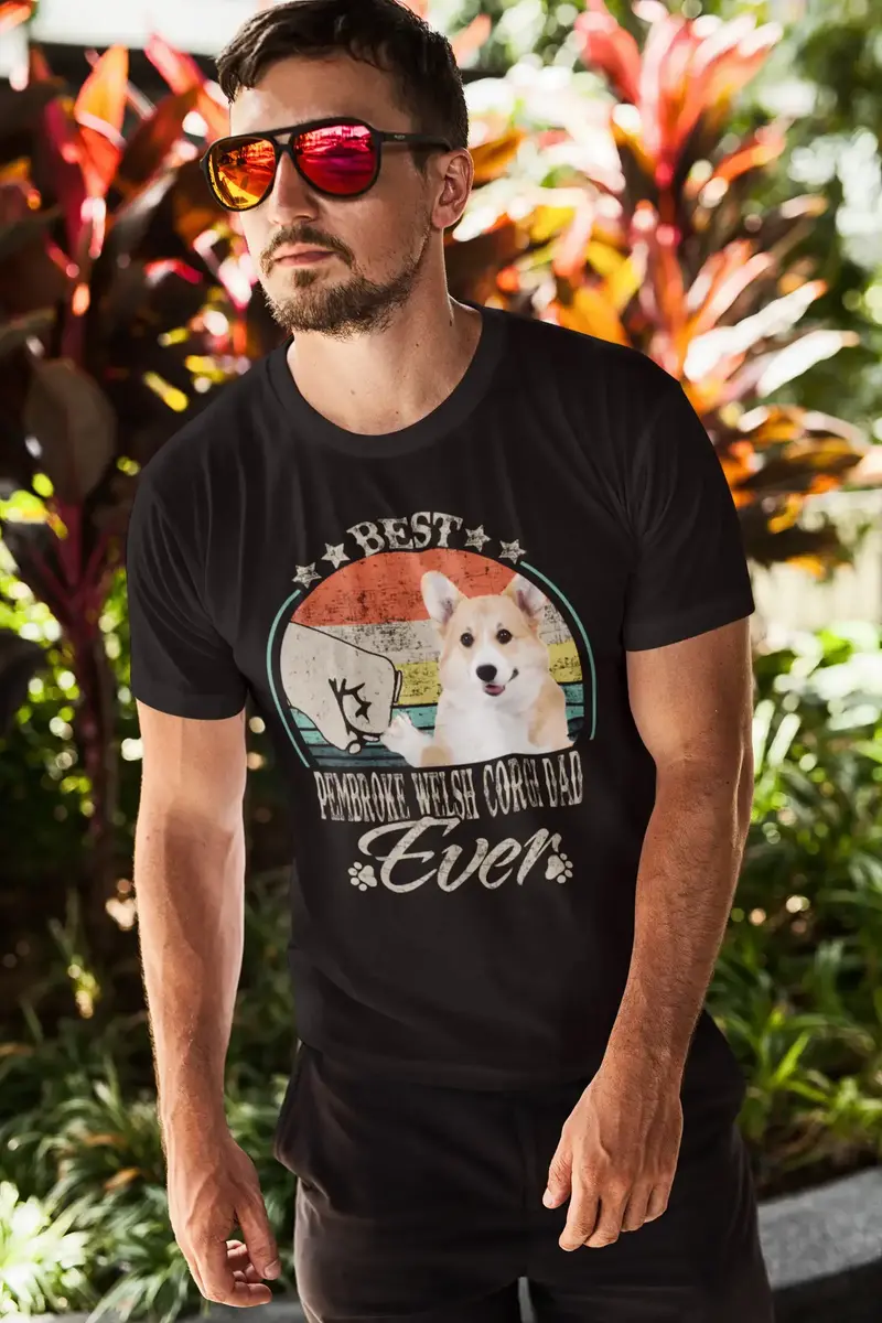 Ultrabasic Men's Graphic T-Shirt Best Pembroke Welsh Corgi Dad Ever - Dog Fist Shirt 1