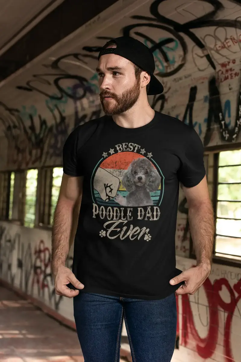 Ultrabasic Men's Graphic T-Shirt Best Poodle Dad Ever - Dog Fist Shirt 1