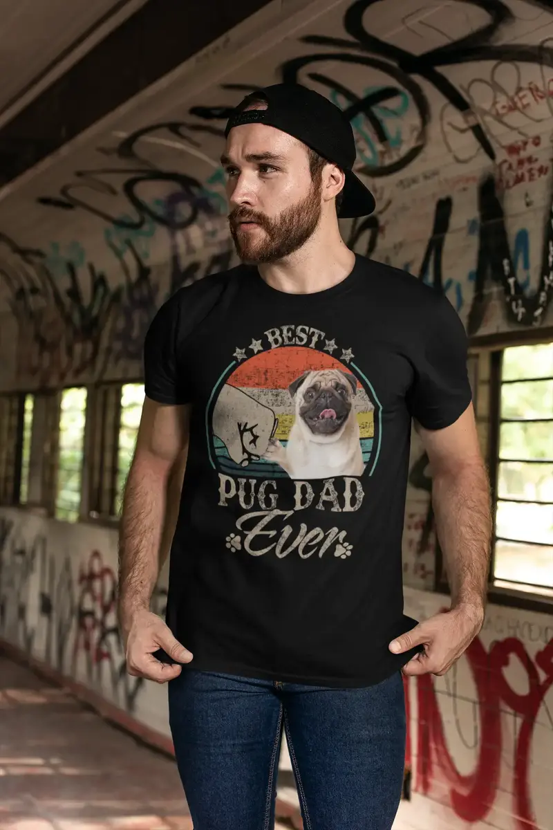 Ultrabasic Men's Graphic T-Shirt Best Pug Dad Ever - Dog Fist Shirt 1