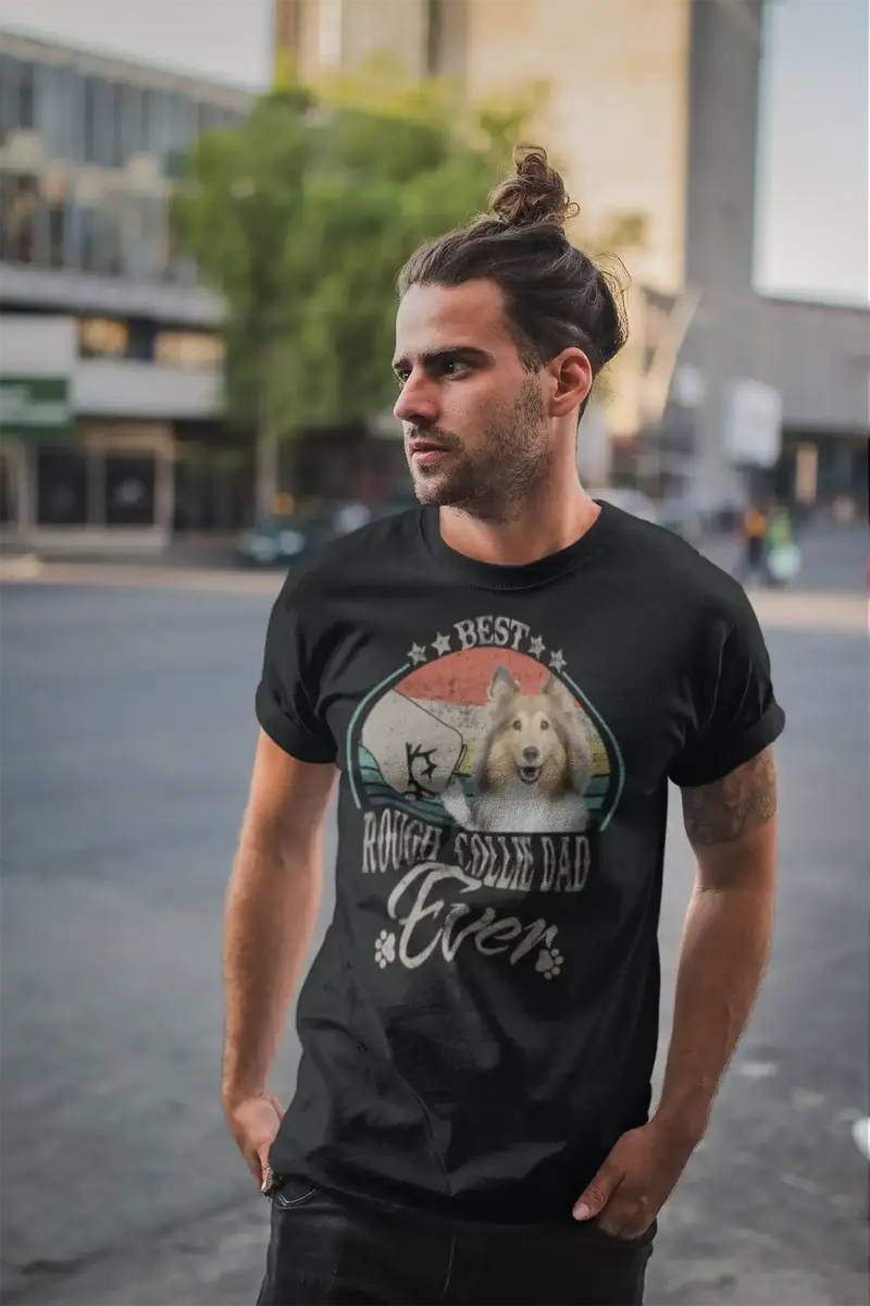 Ultrabasic Men's Graphic T-Shirt Best Rough Collie Dad Ever - Dog Fist Shirt 1