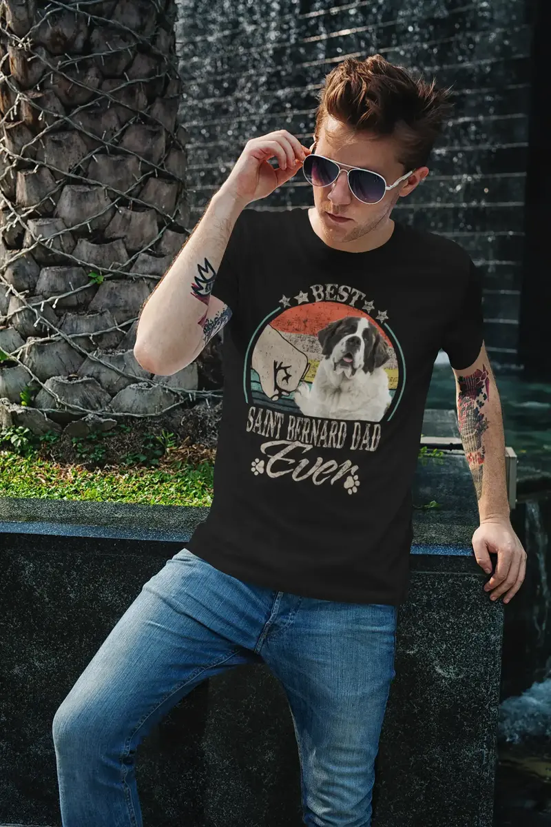 Ultrabasic Men's Graphic T-Shirt Best Saint Bernard Dad Ever - Dog Fist Shirt 1