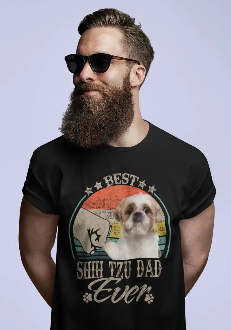 Ultrabasic Men's Graphic T-Shirt Best Shih Tzu Dad Ever - Dog Fist Shirt 1
