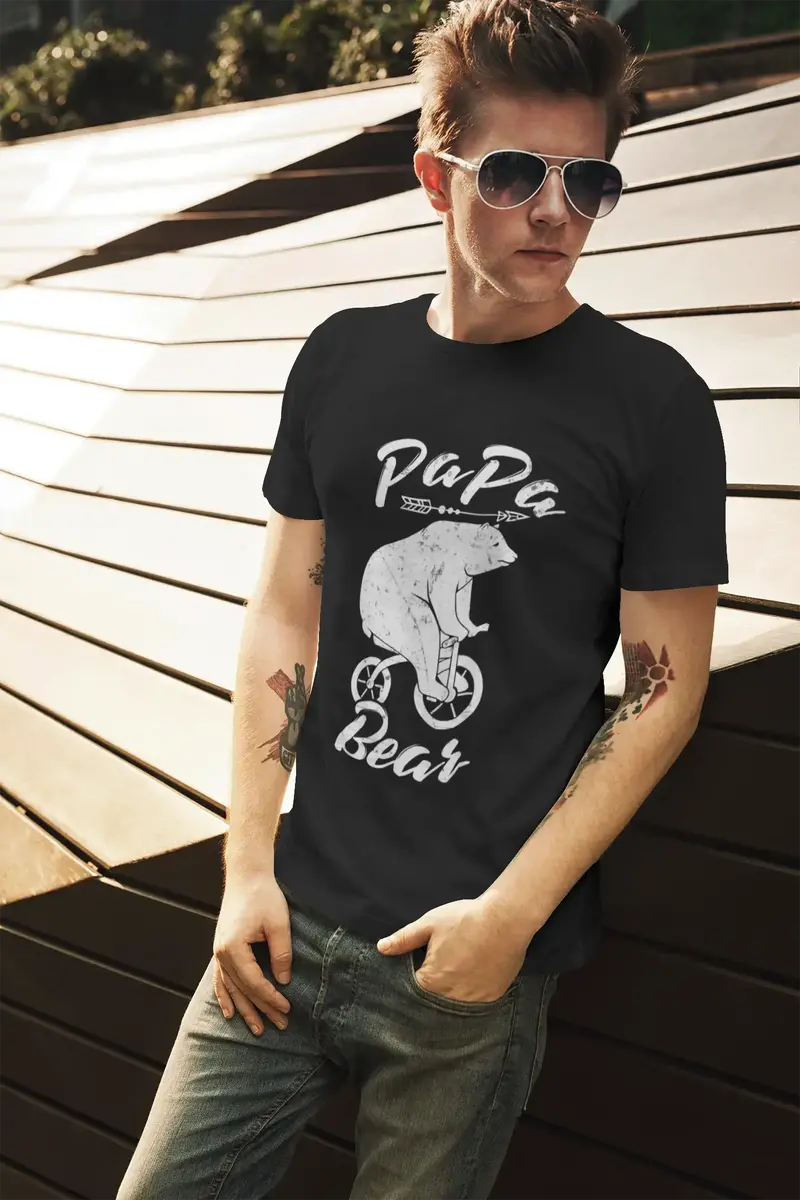 Ultrabasic Men's Graphic T-Shirt Biker Papa Bear - Gift For Father's Day 1