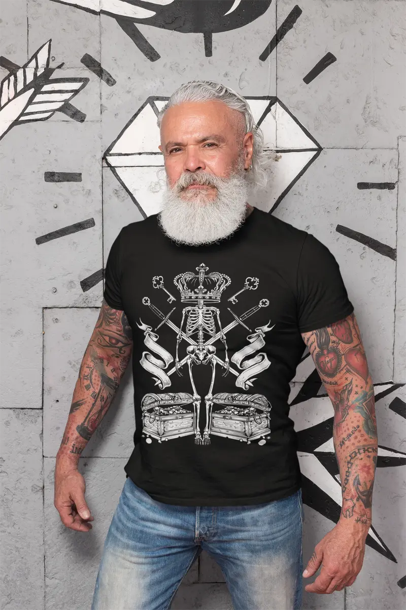 Ultrabasic Men's Graphic T-Shirt Black Skeleton King - Funny Shirt For Men 1
