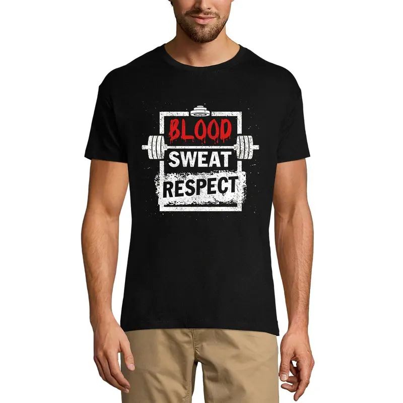 Ultrabasic Men's Graphic T-Shirt Blood Sweat Respect - Motivational Gym Shirt 1