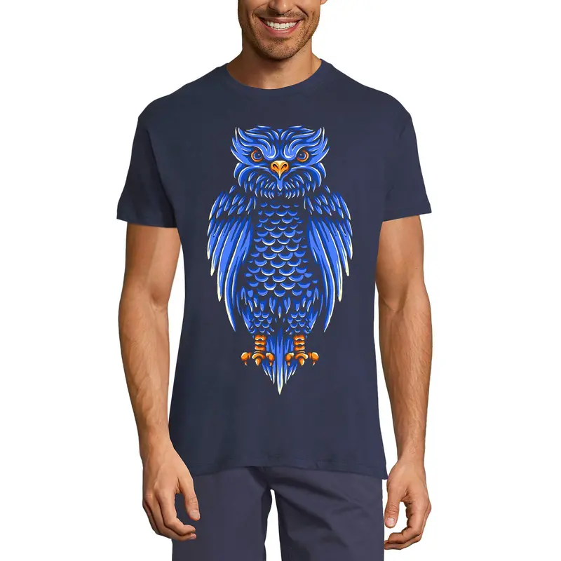 Ultrabasic Men's Graphic T-Shirt Blue Owl - Vintage Animal Shirt 1