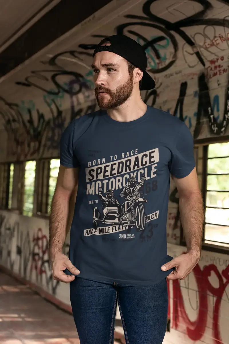 Ultrabasic Men's Graphic T-Shirt Born To Race - Speedrace Motorcycle 1968 1