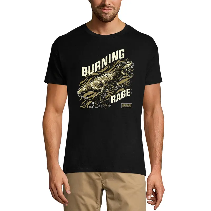 Ultrabasic Men's Graphic T-Shirt Burning Rage - T-Rex Dinosaur Shirt For Men 2