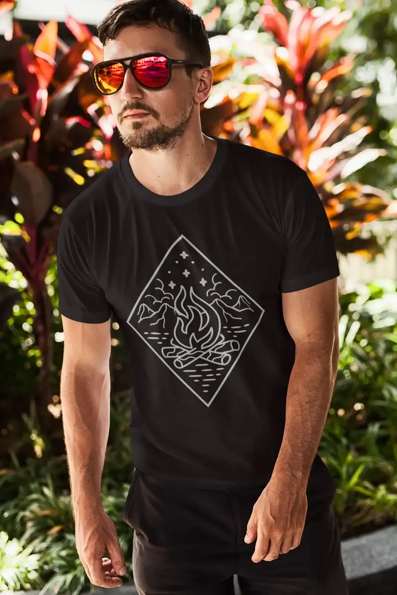 Ultrabasic Men's Graphic T-Shirt Camping Fire - Adventure Camping Shirt For Men 1