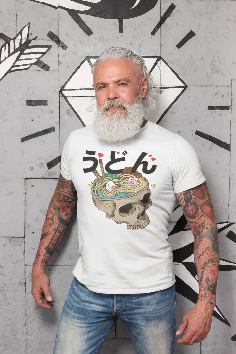Ultrabasic Men's Graphic T-Shirt Chinese Food Skull Shirt - Funny Halloween Tee 1