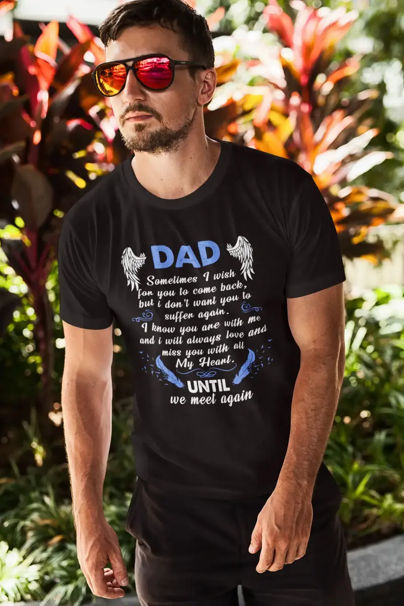 Ultrabasic Men's Graphic T-Shirt Dad Guardian Angel In Heaven - Father's Day - Love Family 1