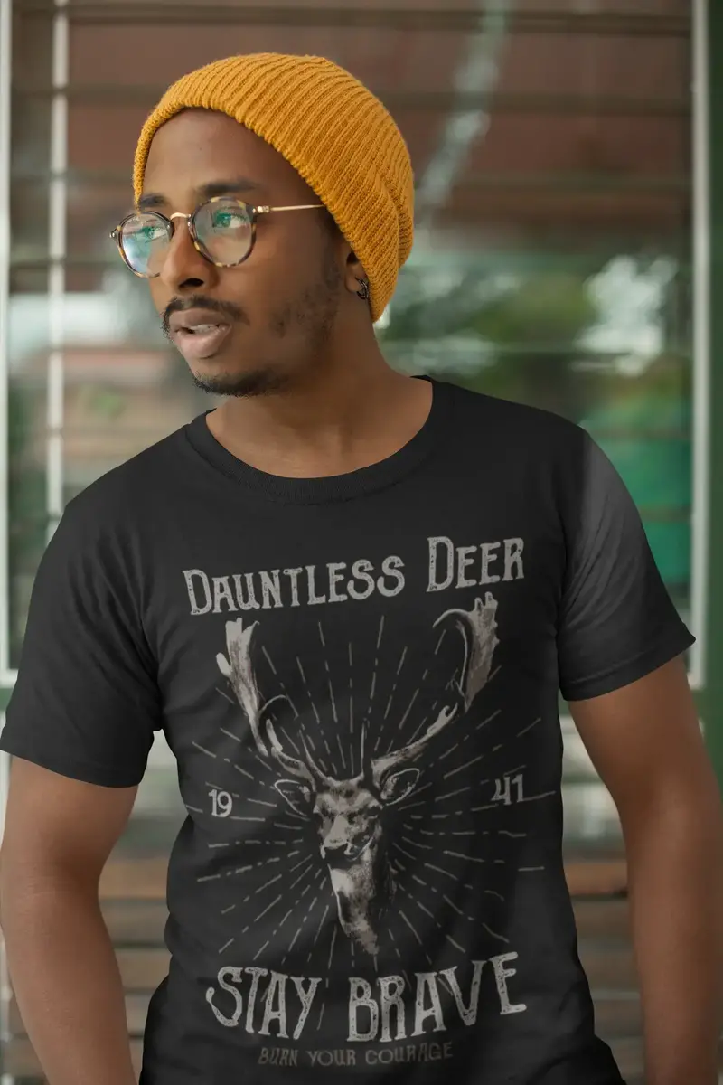 Ultrabasic Men's Graphic T-Shirt Dauntless Deer - Stay Brave Shirt For Men 1