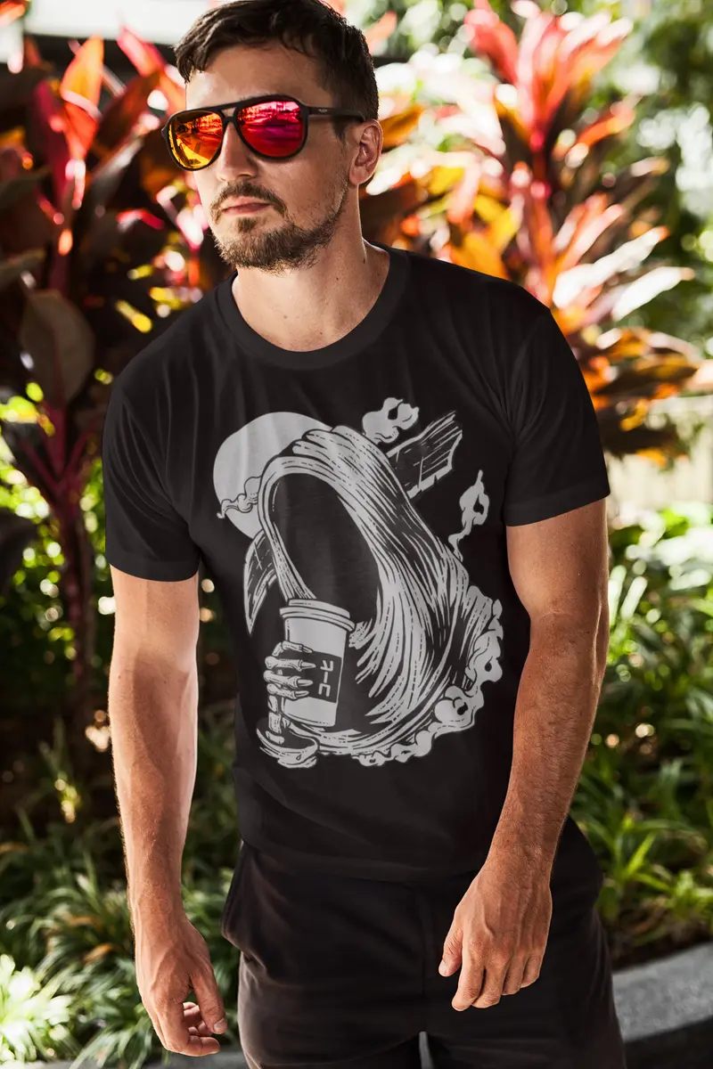 Ultrabasic Men's Graphic T-Shirt Death Before Decaf - Scary Coffe Lovers Shirt 1