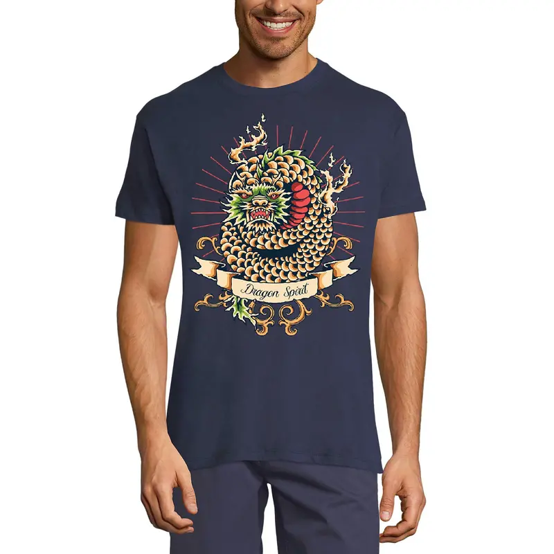 Ultrabasic Men's Graphic T-Shirt Dragon Spirit - Scary Vintage Shirt 1