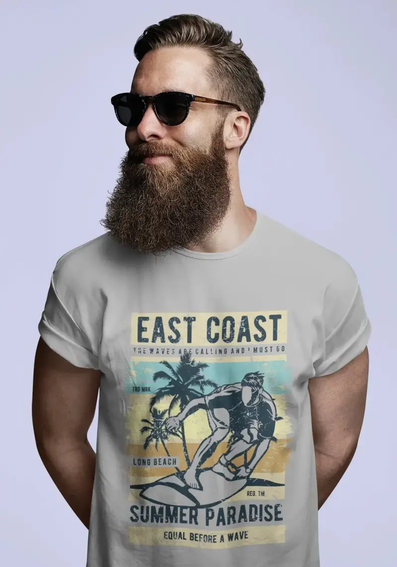 Ultrabasic Men's Graphic T-Shirt East Coast Summer Paradise - Surfing T-Shirt 1