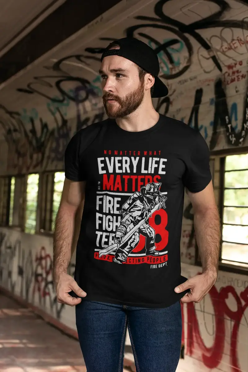 Ultrabasic Men's Graphic T-Shirt Every Life Matters - Shirt For Firefighters - Quotes 1