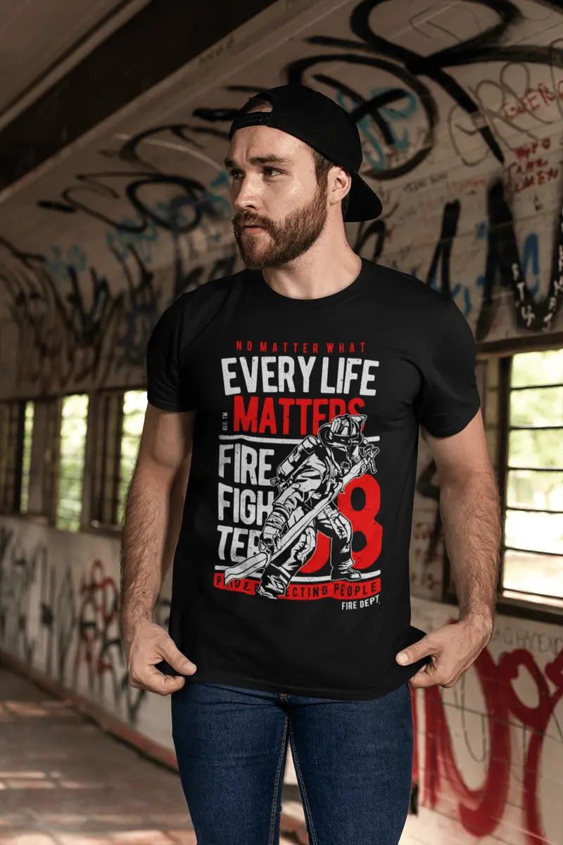 Ultrabasic Men's Graphic T-Shirt Every Life Matters - Shirt For Firefighters - Quotes 2
