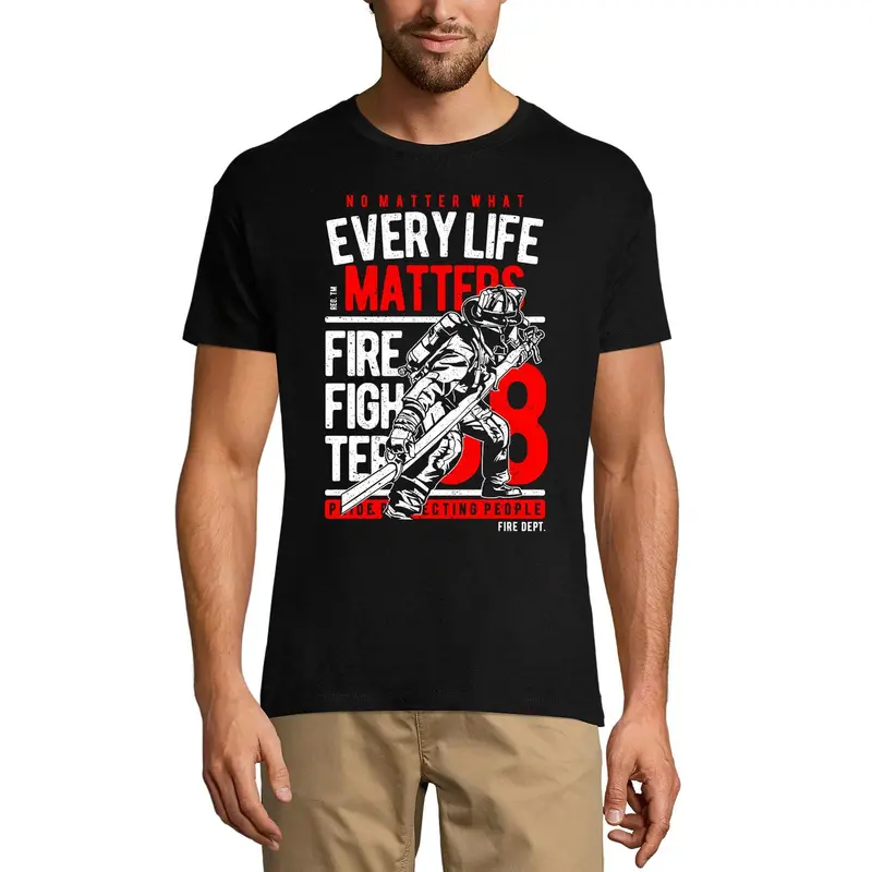 Ultrabasic Men's Graphic T-Shirt Every Life Matters - Shirt For Firefighters - Quotes 3