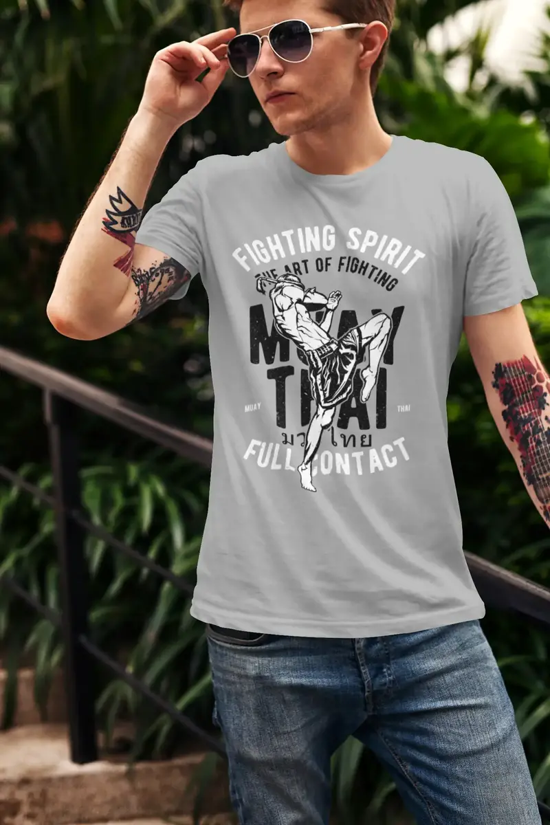 Ultrabasic Men's Graphic T-Shirt Fighting Spirit - Muay Thai Full Contact - Shirt For Fighters 1
