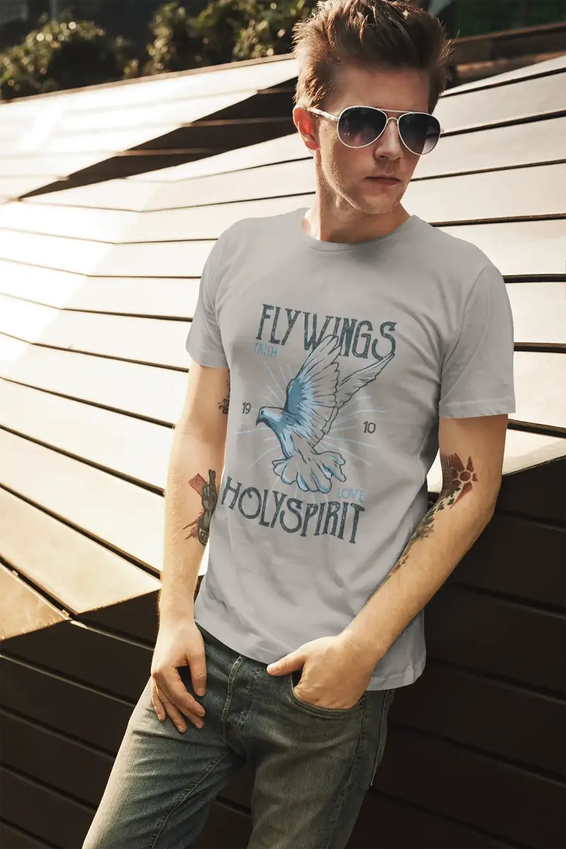 Ultrabasic Men's Graphic T-Shirt Flywings - Faith Love Holyspirit Shirt For Men 1