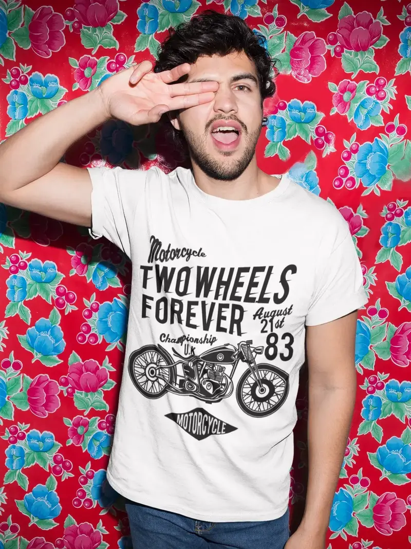 Ultrabasic Men's Graphic T-Shirt For Motorcyclists - Two Wheels Forever - Championship 1983 1