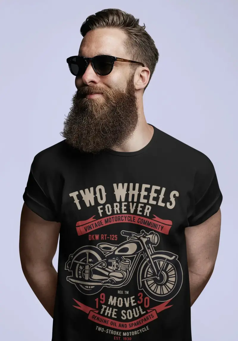 Ultrabasic Men's Graphic T-Shirt For Motorcyclists - Two Wheels Forever - Move The Soul 1930 1