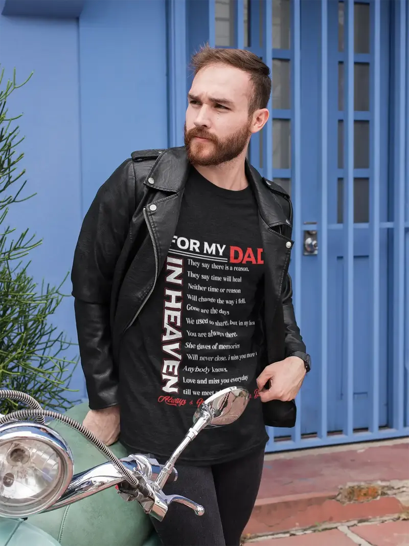 Ultrabasic Men's Graphic T-Shirt For My Dad In Heaven - Emotional Quote - Father's Day 1