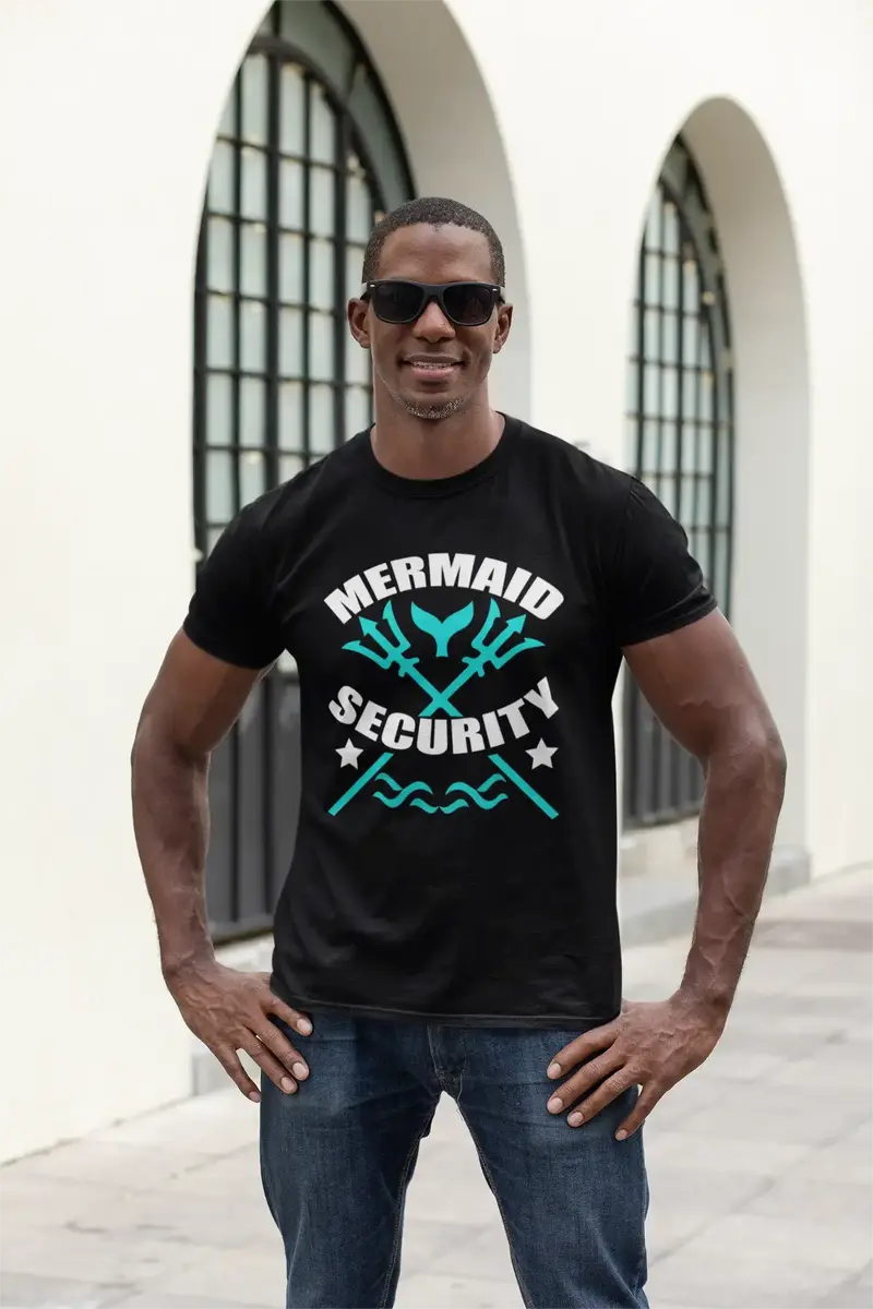 Ultrabasic Men's Graphic T-Shirt Funny Mermaid Security Tee Shirt 1