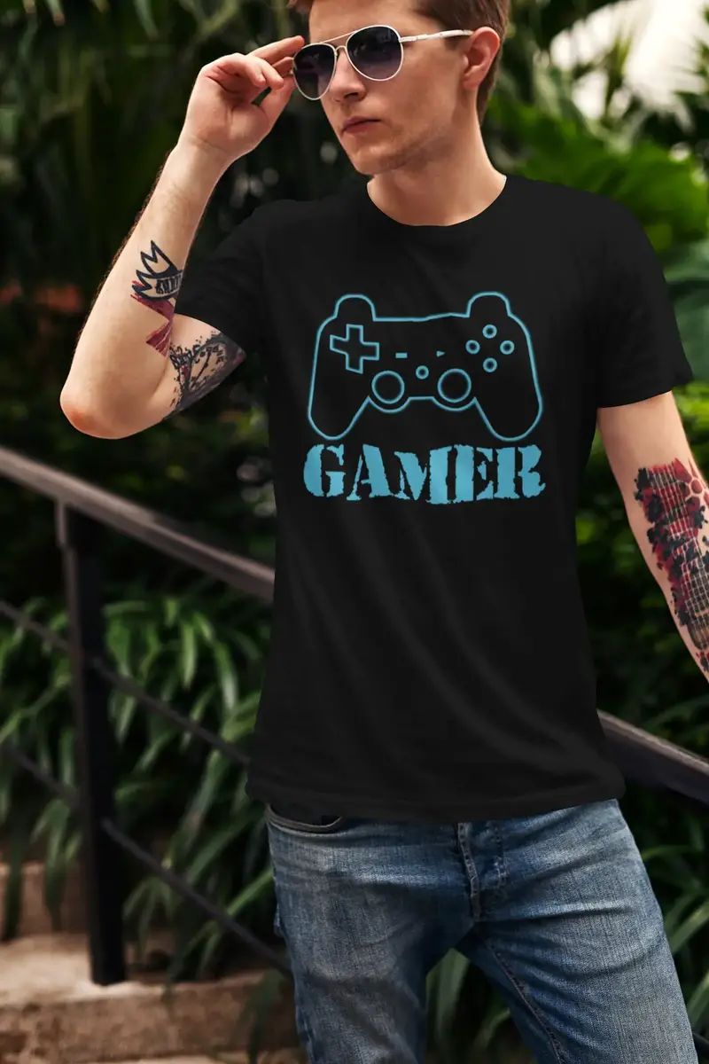 Ultrabasic Men's Graphic T-Shirt Gamer Controller - Gaming Shirt For Adults 1