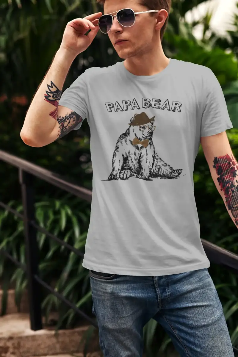 Ultrabasic Men's Graphic T-Shirt Gentleman Papa Bear - Funny Vintage Shirt - Father's Day 1