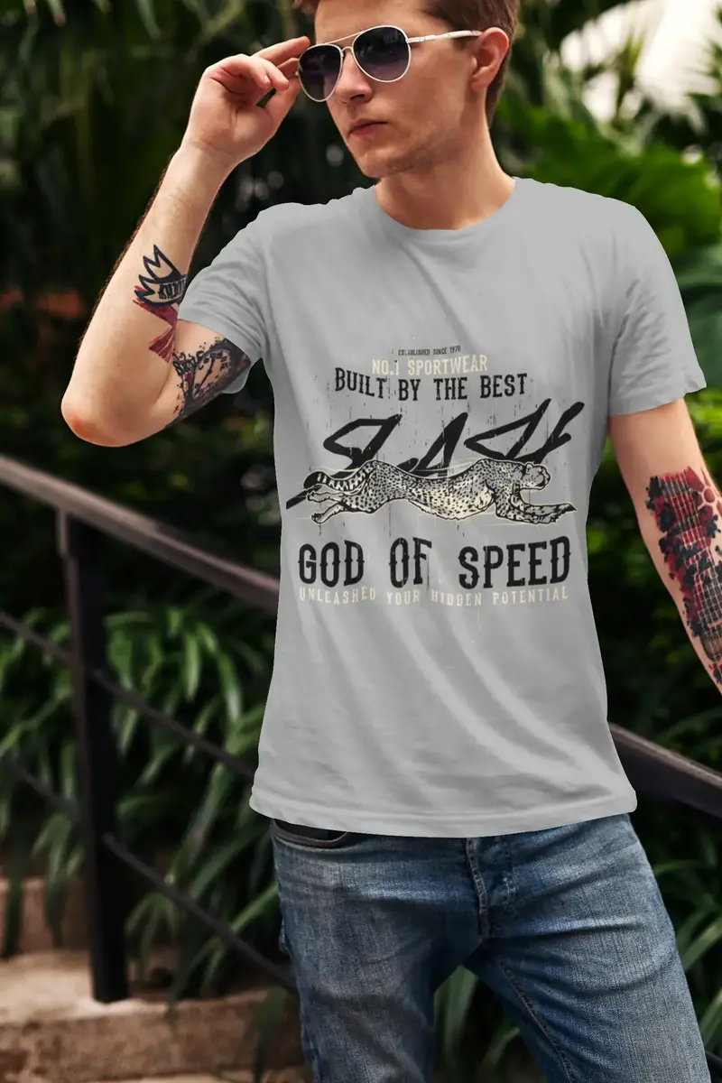 Ultrabasic Men's Graphic T-Shirt God Of Speed Slash - Ceetah Shirt For Men 1