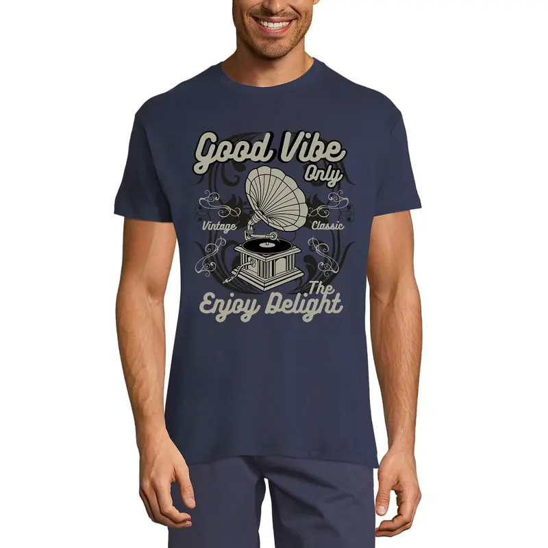 Ultrabasic Men's Graphic T-Shirt Good Vibe Only - Vintage Classic Tee Shirt 1